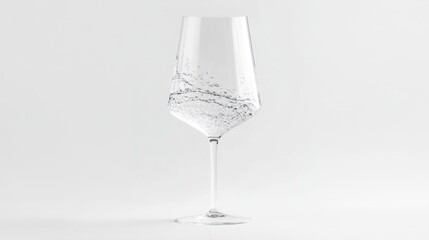Clear wine glass with water splash