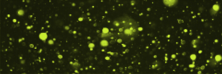 Grunge halftone overlay background with flashing motion lights. Acid neon green color y2k aesthetics. Vector backdrop design template and creative projects