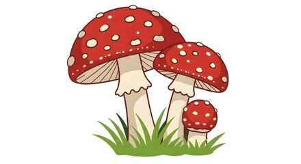 Whimsical red fairytale mushroom illustration, a magical toadstool for an enchanted forest or fantasy storybook