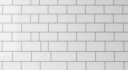 Clean White Ceramic Subway Tiles with Gray Grout Lines Background