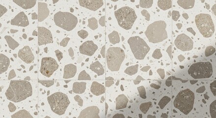 Beige Terrazzo Tiles with Natural Stone Chips Neutral Texture Background