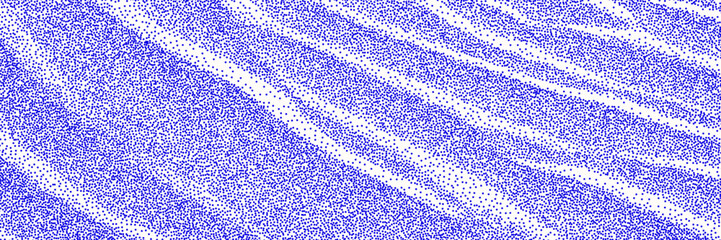 Grunge halftone overlay background with sand wave motion. Neon blue color, retro aesthetics. Vector gritty print design template and creative projects
