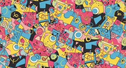Colorful Abstract Graffiti Pattern with Pop Art Style Background