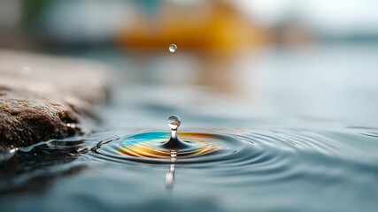 Mesmerizing water drop splash and ripple effect in slow motion - Powered by Adobe