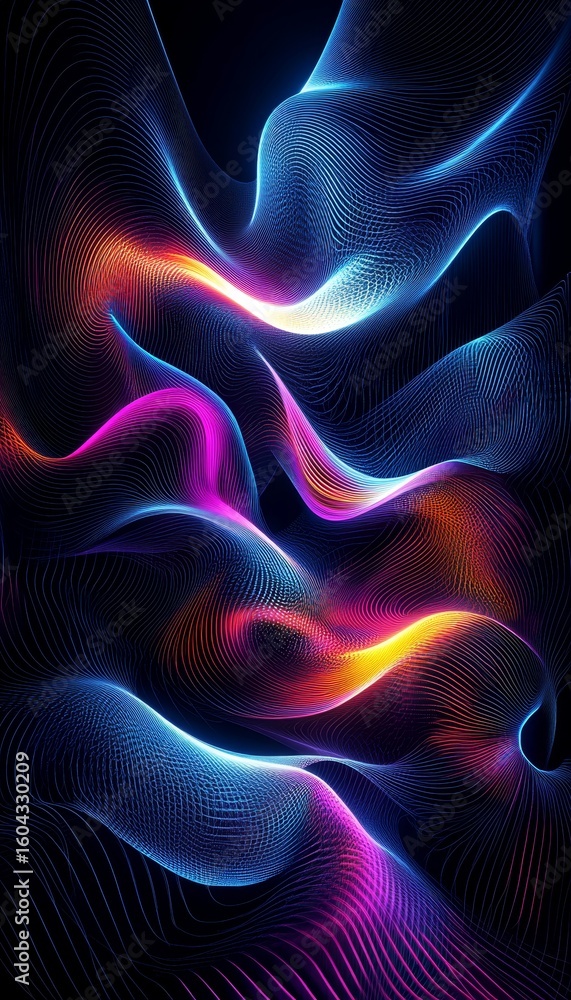 Poster stunning abstract gradient art with smooth wavy flows of color for modern digital and print projects
