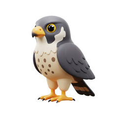 Cute cartoon peregrine falcon bird isolated on transparent background