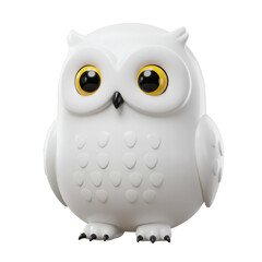 Obraz premium Cute white owl figurine with large yellow eyes isolated on transparent background