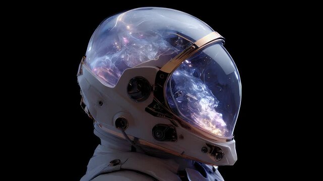 Futuristic astronaut helmet close up
