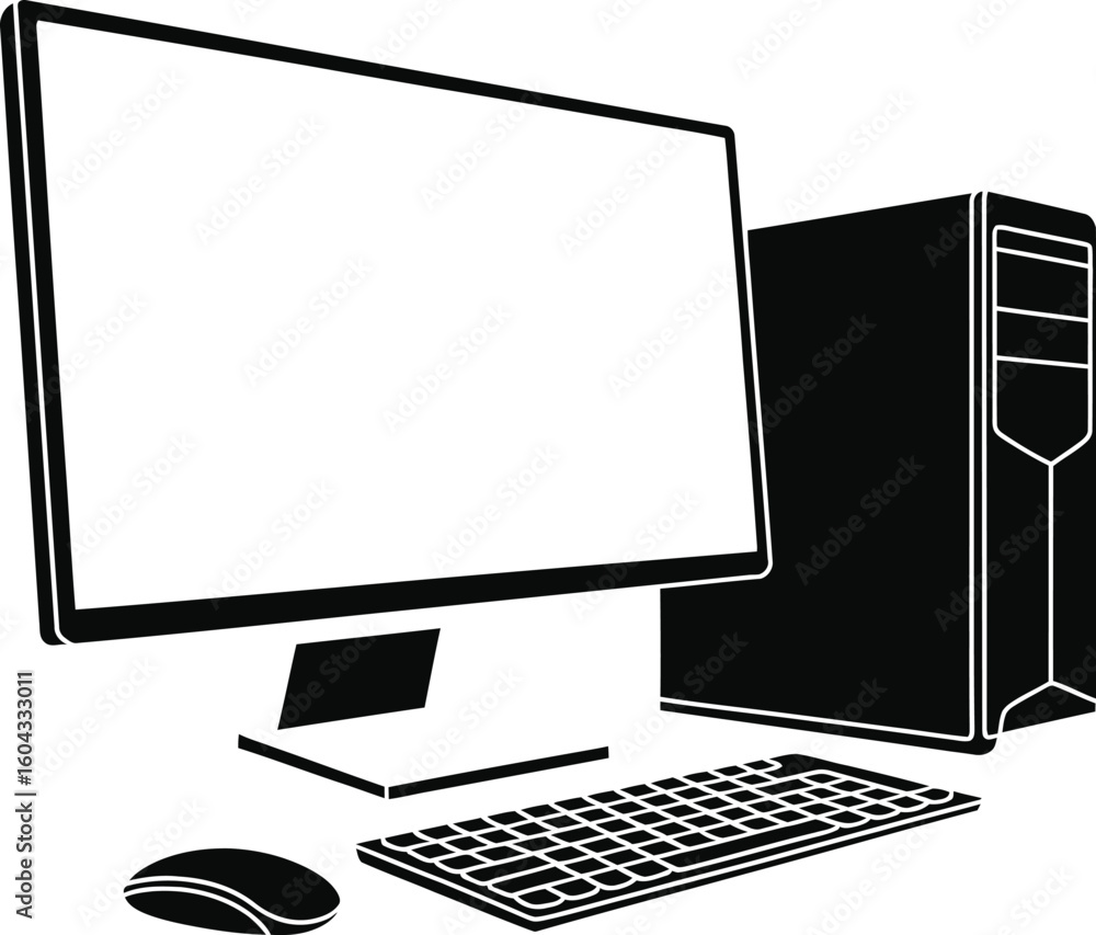 Fototapete desktop computer setup with monitor keyboard and mouse