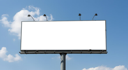 Obraz premium Blank billboard at blue sky background, mock up