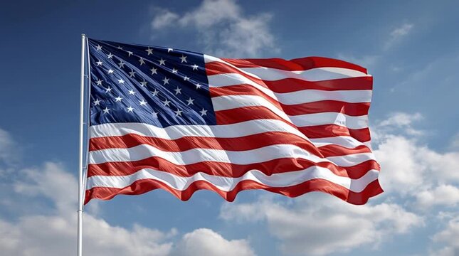 american flag against blue sky