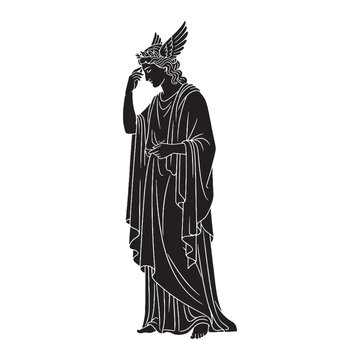 Ephemeral Hypnos digital black form, making a strong visual impact in any design &ndash; Hypnos silhouette &ndash; Hypnos Vector &ndash; Silhouette of Hypnos &ndash; Greek god silhouette

