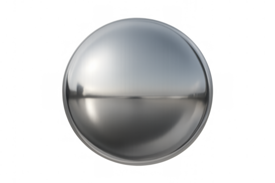 Reflective chrome sphere showcasing a blurred landscape reflection on a transparent background, ideal for design projects - Powered by Adobe