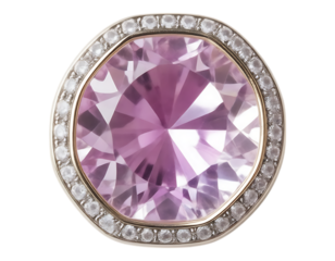 Pink Gemstone Ring with Diamond Halo