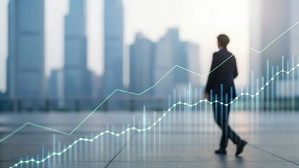 Floating financial numbers over dynamic graph lines — real-time data visualization
