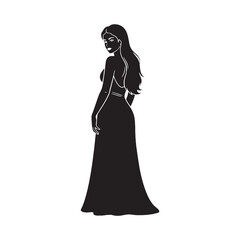 Fototapeta premium Captive Persephone digital black silhouette, embodying her unique and poignant features – Persephone silhouette – Persephone Vector – Silhouette of Persephone – Greek goddess silhouette