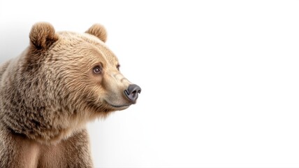 Fototapeta premium Closeup Portrait of a Brown Bear on White Background bear portrait brown bear wildlife animal mammal