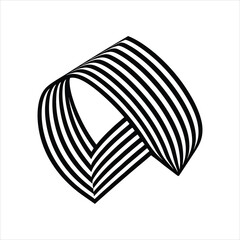 Curved Geometric Ribbon in Black and White