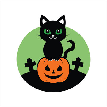 recommend clip art: Coloring Page Halloween Cat and Pumpkin Design