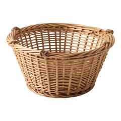 Fototapeta premium Woven wicker basket, empty and ready for use, isolated on transparent background.
