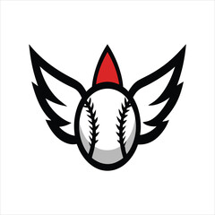 Flying Baseball Emblem Vector Art