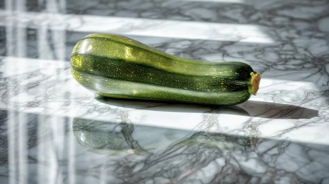 Green zucchini on marble surface