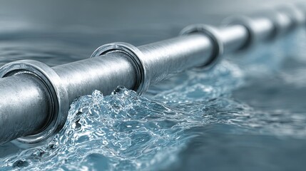 Water pipe flow concept design, plumbing system scene, modern utility detail, liquid movement idea, infrastructure art