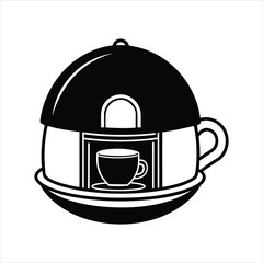 Helmet with Café Inside Silhouette Art