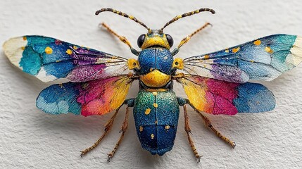 Watercolor fly artistic illustration, insect painting, colorful nature art, creative bug design, modern decor