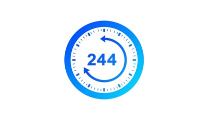 Illustration of a blue 244-hour service clock for time management concept