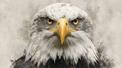 Abstract majestic eagle portrait, patriotic symbol, wildlife art, powerful bird, national emblem, digital design