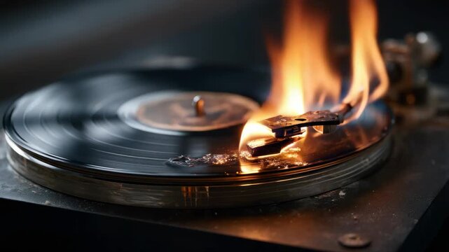 Record player on fire