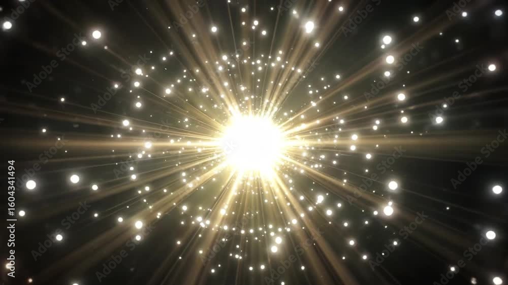 Poster a radiant explosion of light bursts forth, emanating from a central point and spreading outwards in 