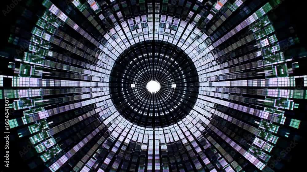 Aufkleber an abstract tunnel with modern technology and glowing bright light. a mesmerizing display of technol