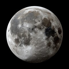 Naklejka premium A detailed close up image of a full moon on a solid black background
