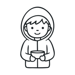 Child holding a bowl wearing a cozy hoodie for winter comfort