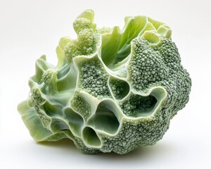 Romanesco Broccoli on White Background - Fractal Vegetable Shape vegetable fractal green geometry ai