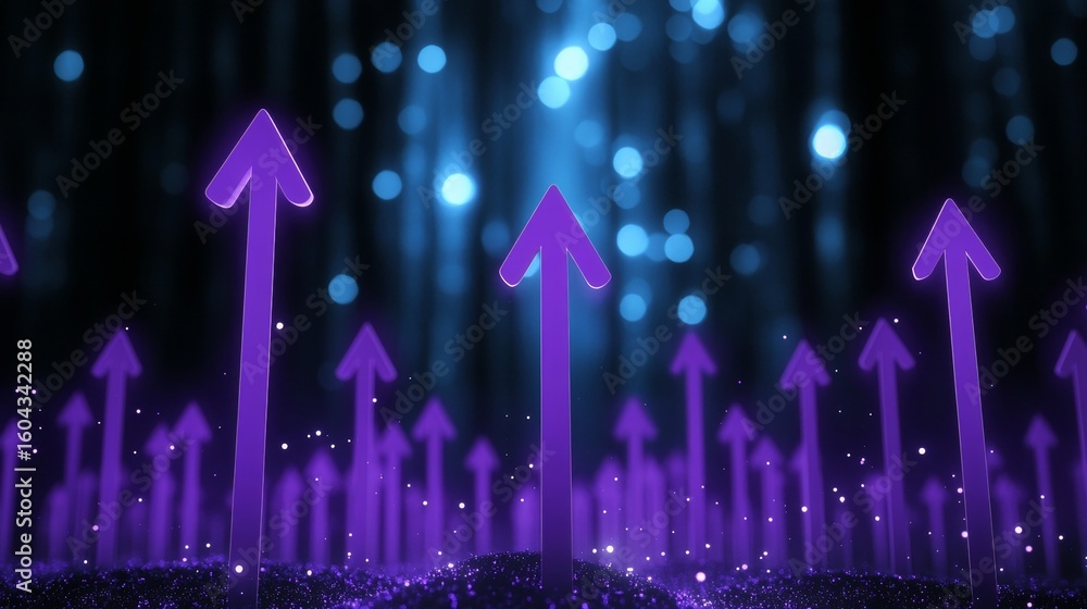 Poster dynamic upward momentum in finance abstract digital arrows representing progress and achievement