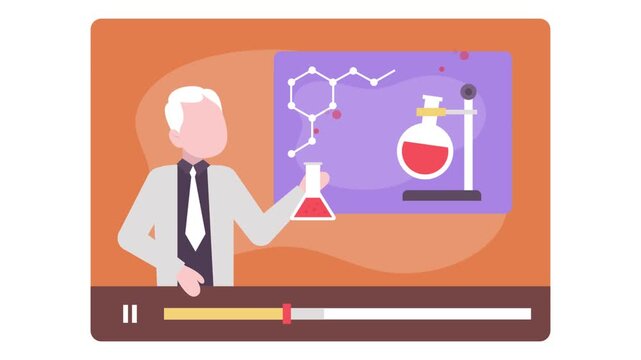 medical research scientist on Internet animation, PHD doctor giving a lecture animated video,Online video Training Clip, E-Learning footage, Virtual courses or Digital Academy motion graphics