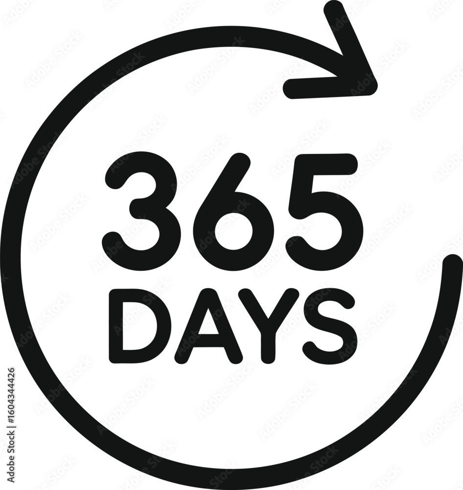 Poster circular arrow graphic with the number 365 and the word days
