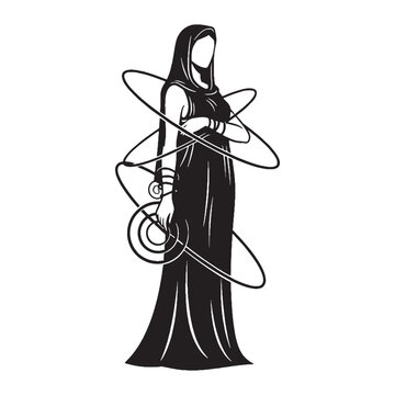 Versatile Ananke black vector asset, a truly modern digital image for diverse uses &ndash; Ananke silhouette &ndash; Ananke Vector &ndash; Silhouette of Ananke &ndash; Greek goddess silhouette

