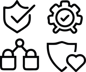 Collection of forty line art icons of various objects and symbols vector