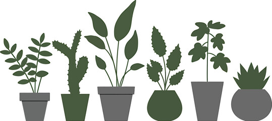 Minimalist Rooftop Plants Vector