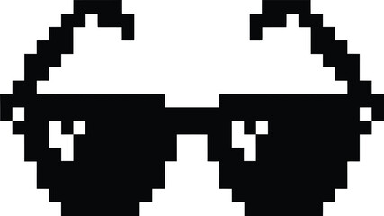 Retro pixel art sunglasses icon on a white background