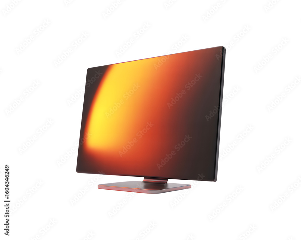 Fototapete Modern Computer Monitor Display with Orange and Brown Screen Sleek Design and Transparent Background for Easy Integration on transparent background
