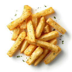 Golden French Fries with Seasoning and Parsley Garnish