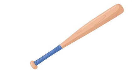 Isolated illustration of a wooden baseball bat with blue grip for sports