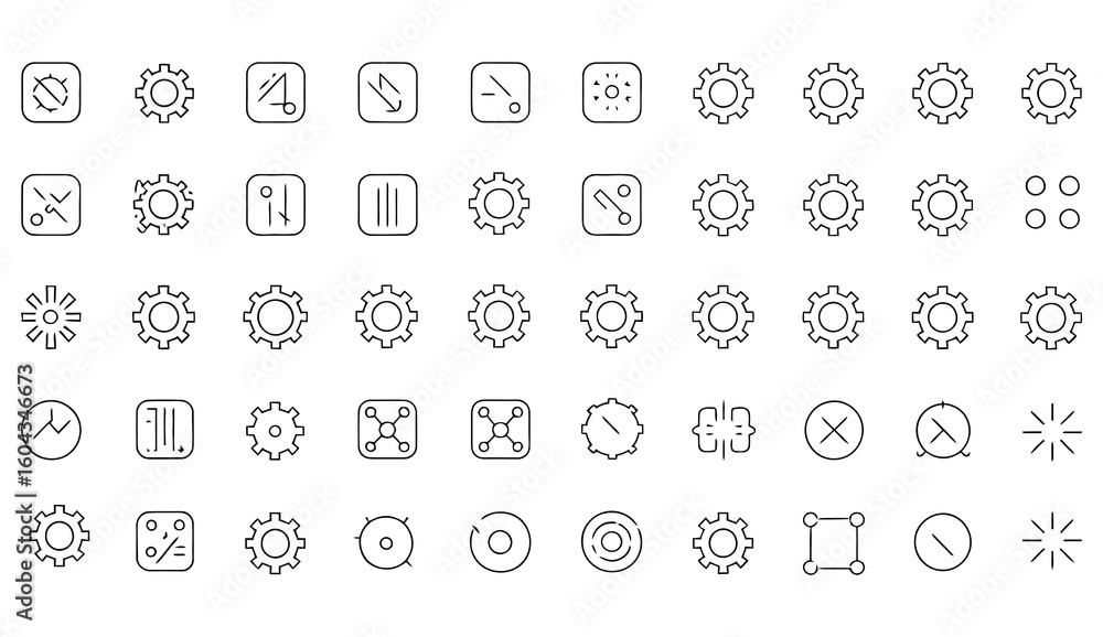 Poster vector art of handdrawn gear and settings icons for design and technical use