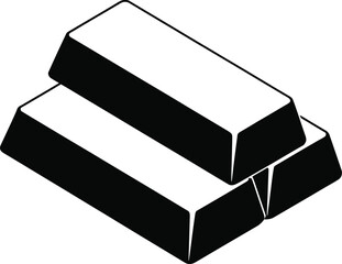 Stacked gold bars in a simple black and white illustration