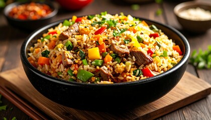 Colorful fried rice in a bowl